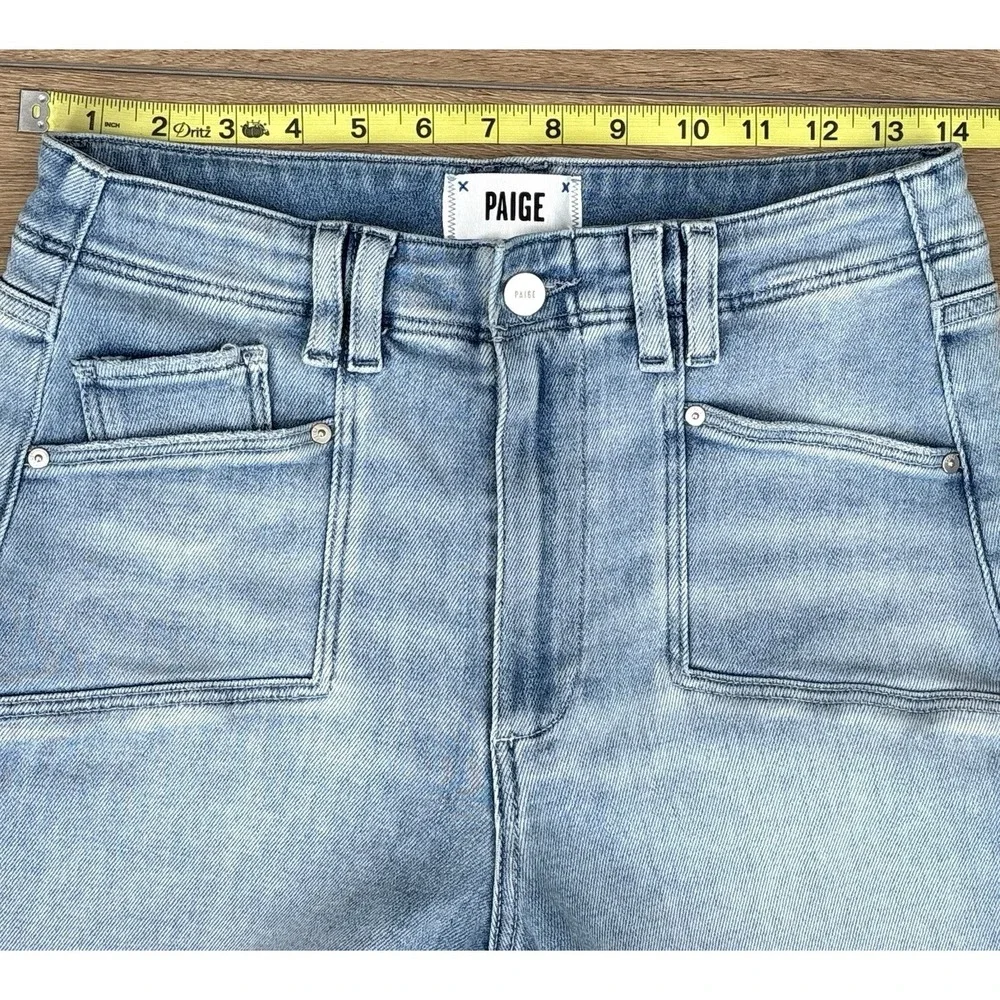 PAIGE Anessa Wide Leg Cropped Jeans Size 27 Shooting Star Raw Hem High Rise - Picture 6 of 11